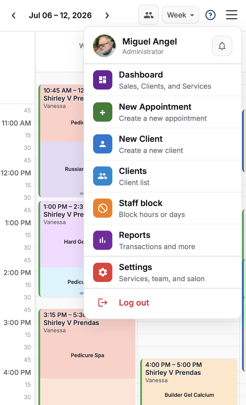 Acotiza CITAS appointment calendar on mobile