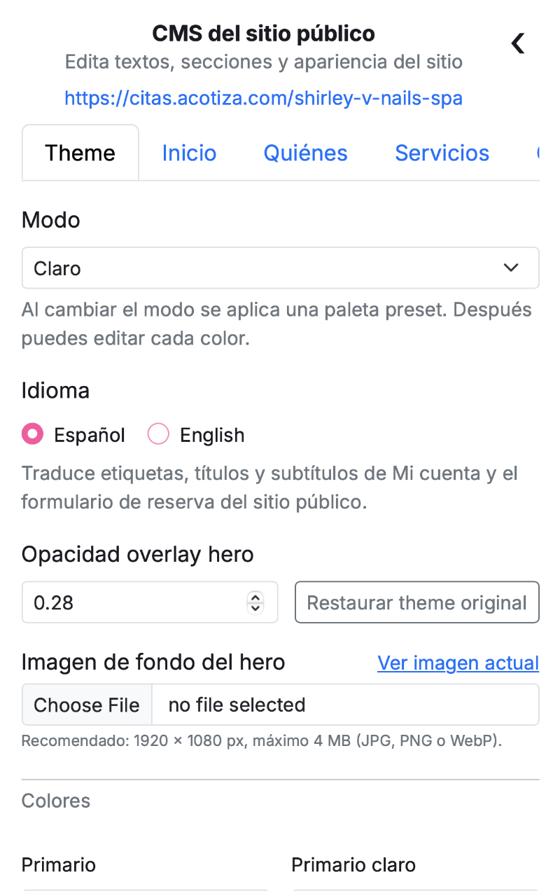 Sitio público + CMS
